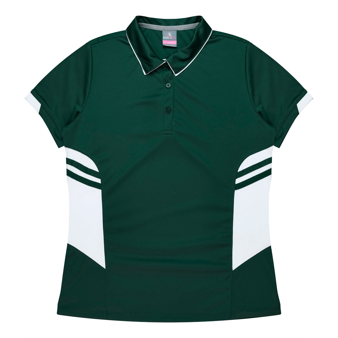 House of Uniforms The Tasman Polo | Ladies | Short Sleeve | Mixed Base Aussie Pacific Bottle/White