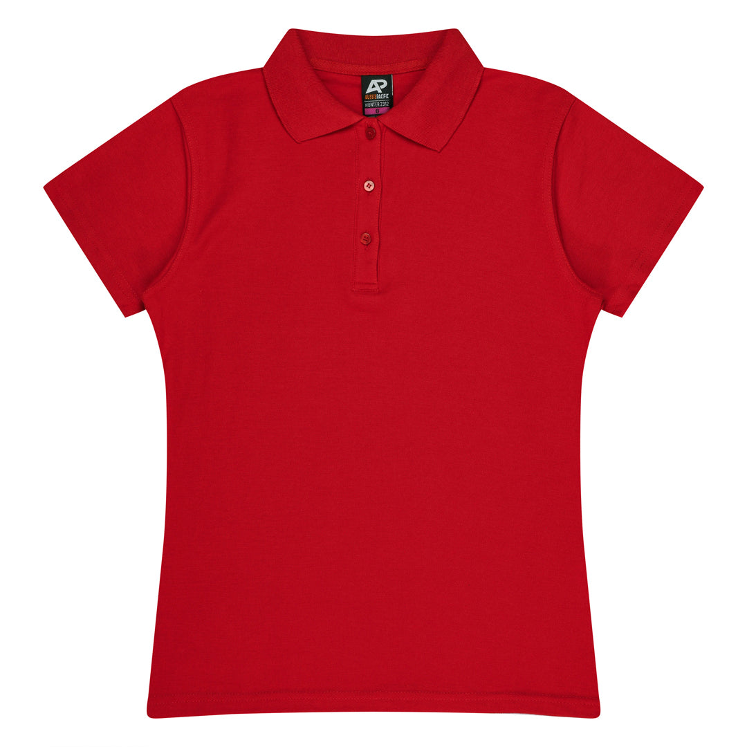 House of Uniforms The Hunter Polo | Ladies | Short Sleeve | Plus Aussie Pacific Red