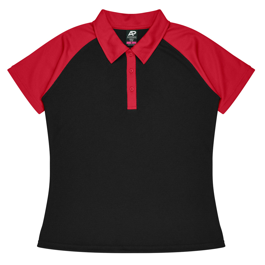 House of Uniforms The Manly Beach Polo | Ladies | Short Sleeve Aussie Pacific Black/Red