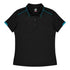 House of Uniforms The Currumbin Polo | Ladies | Plus | Short Sleeve Aussie Pacific Black/Cyan
