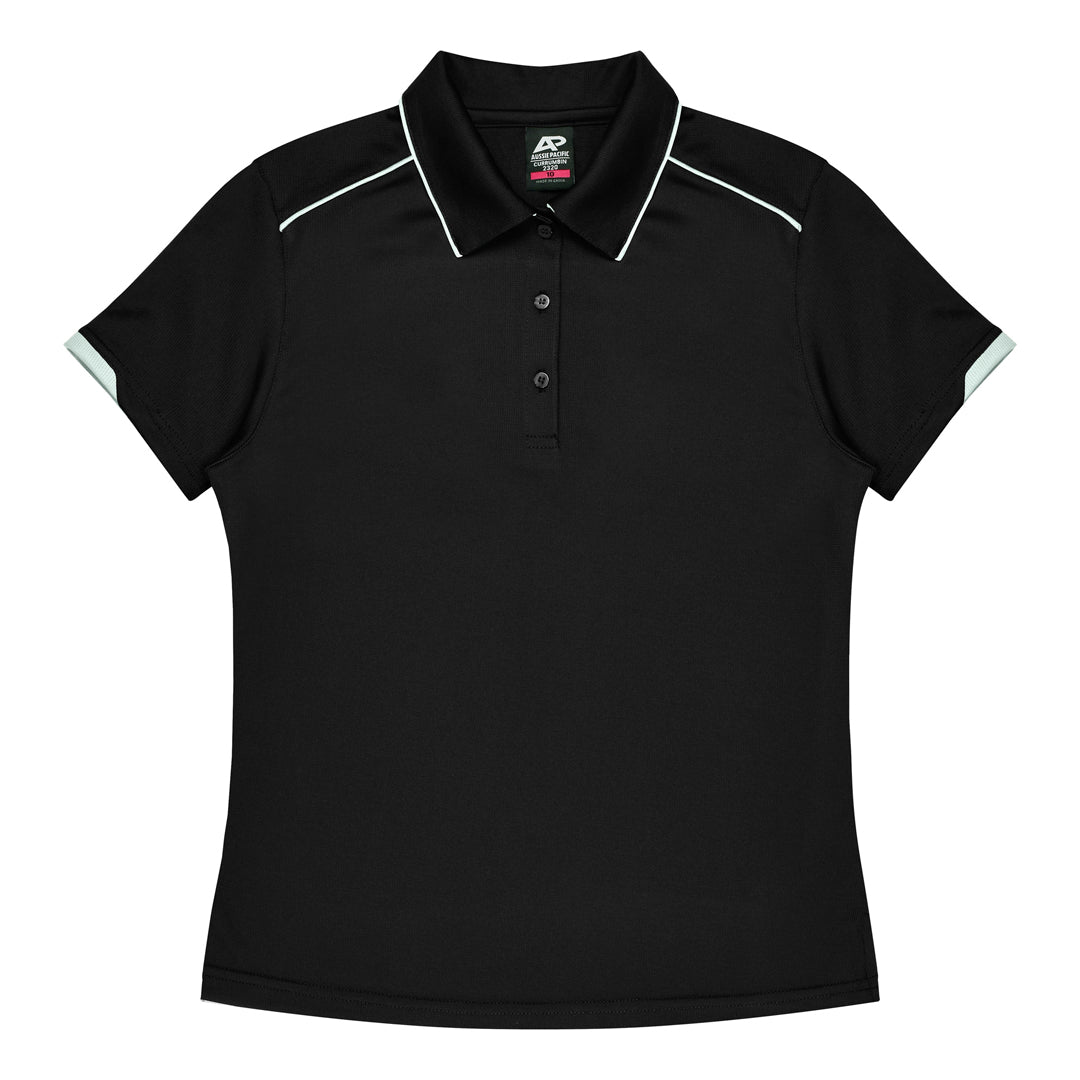 House of Uniforms The Currumbin Polo | Ladies | Short Sleeve Aussie Pacific Black/White
