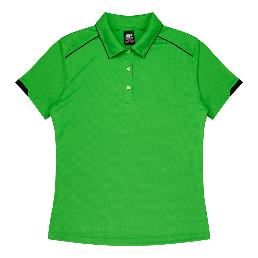 House of Uniforms The Currumbin Polo | Ladies | Short Sleeve Aussie Pacific Kawa Green/Black