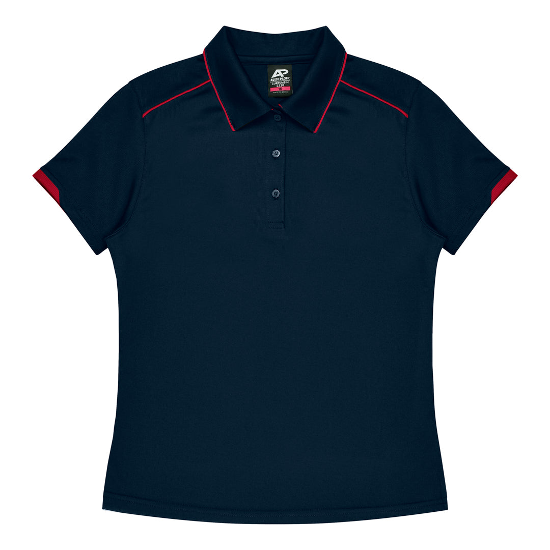 House of Uniforms The Currumbin Polo | Ladies | Plus | Short Sleeve Aussie Pacific Navy/Red