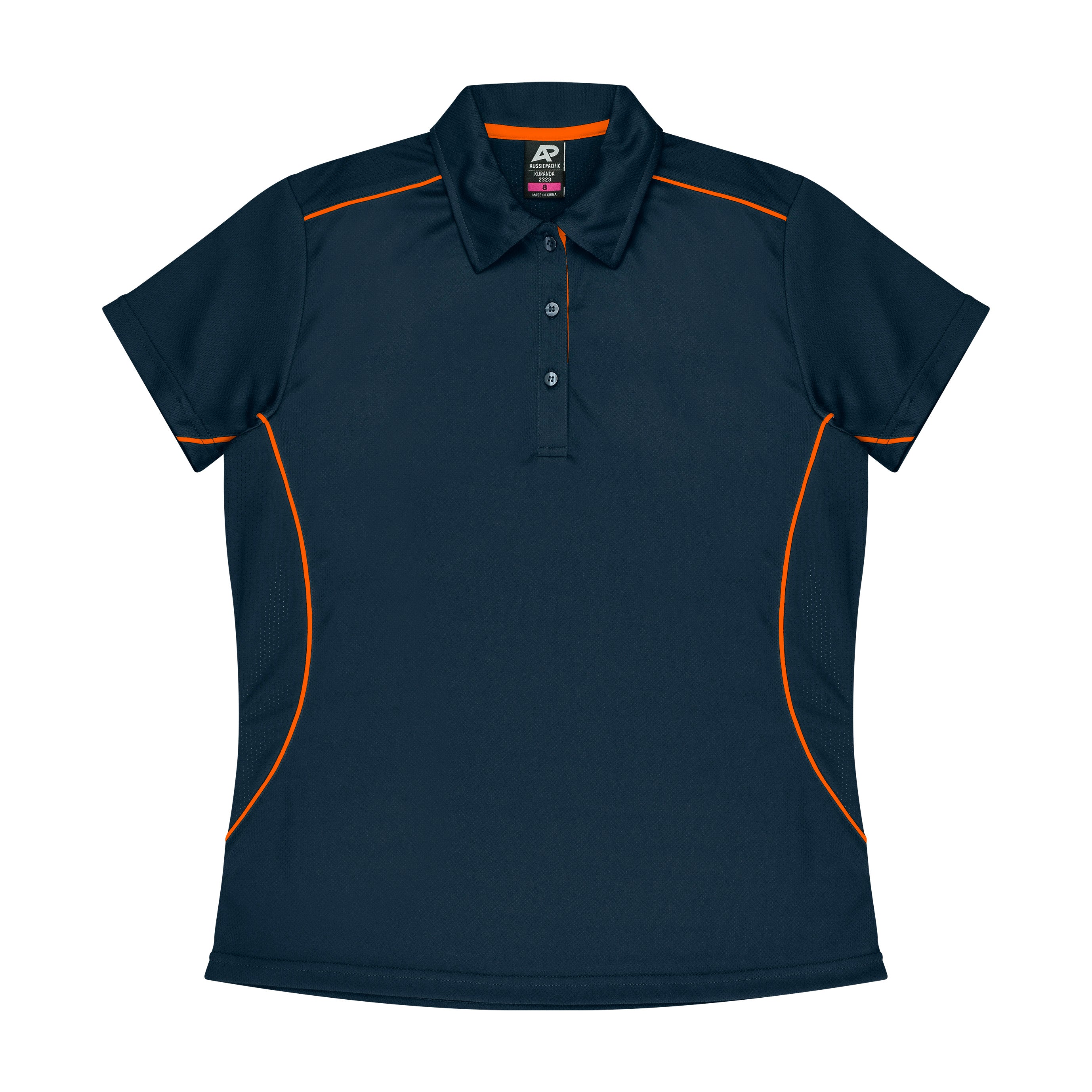 House of Uniforms The Kuranda Polo | Ladies | Short Sleeve Aussie Pacific Navy/Orange