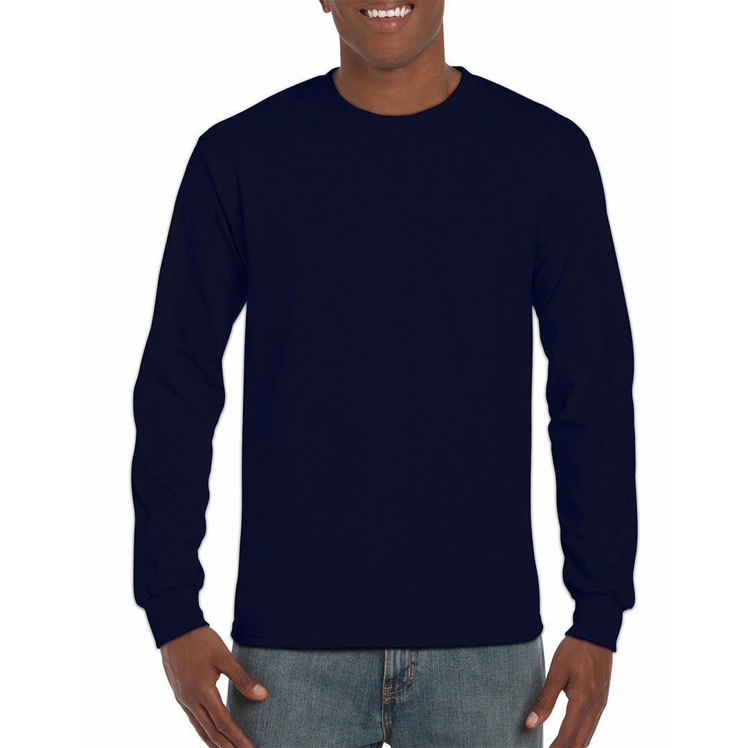 House of Uniforms The Ultra Cotton Tee | Long Sleeve | Adults Gildan Navy