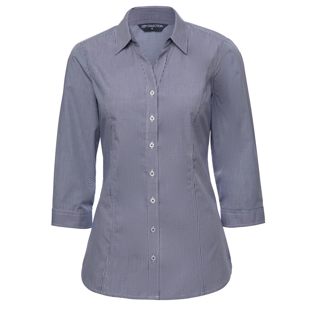 House of Uniforms The Pippa Check Shirt | Ladies | 3/4 Sleeve City Collection Navy Check