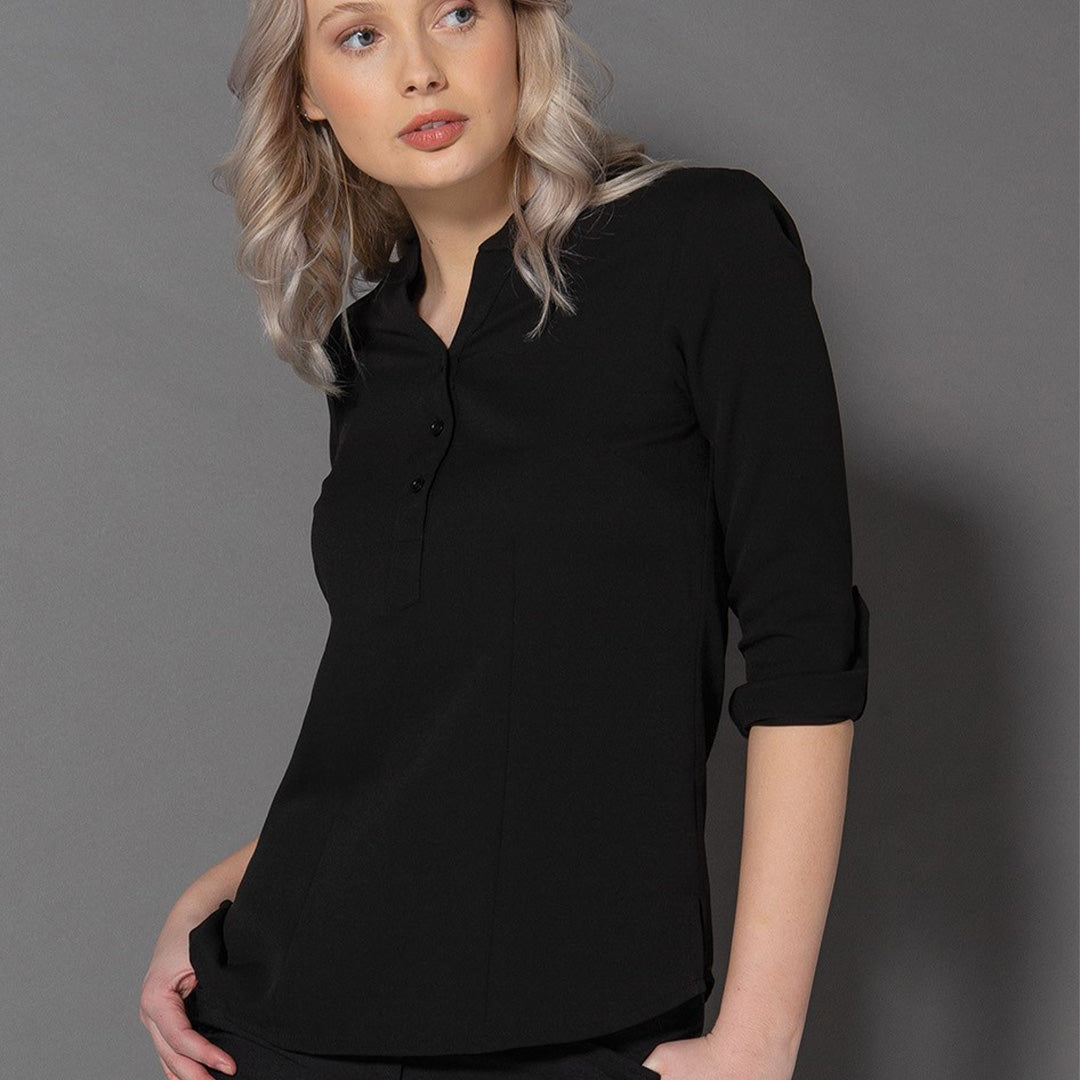 House of Uniforms The Mandarin Crepe Top | Ladies | Long Sleeve LSJ Collection