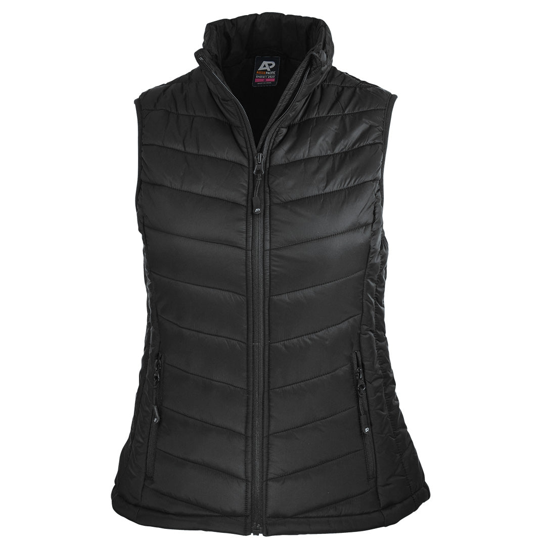 House of Uniforms The Snowy Puffer Vest | Ladies Aussie Pacific Black