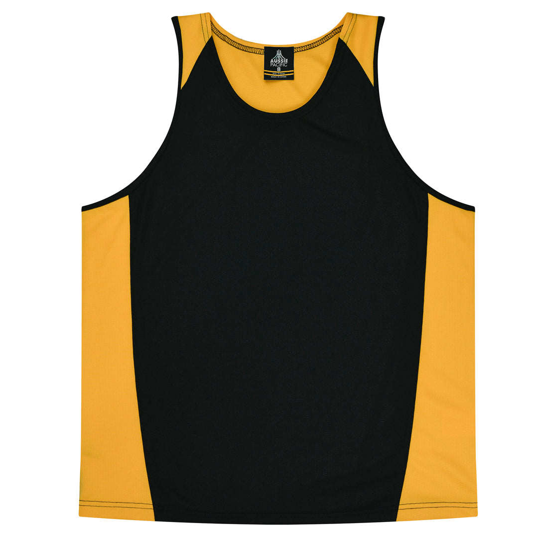 House of Uniforms The Premier Singlet | Kids Aussie Pacific Black/Gold