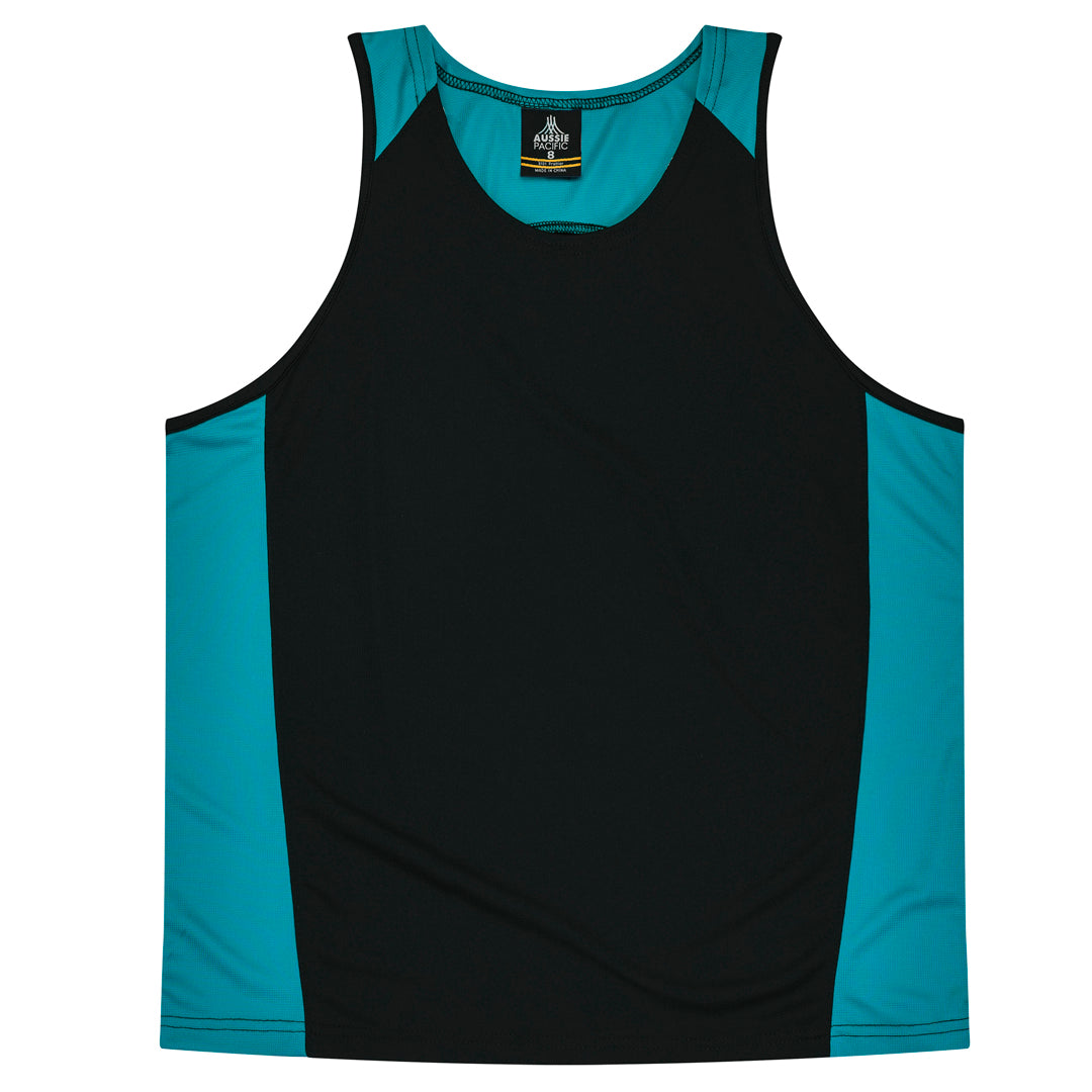 House of Uniforms The Premier Singlet | Kids Aussie Pacific Black/Teal