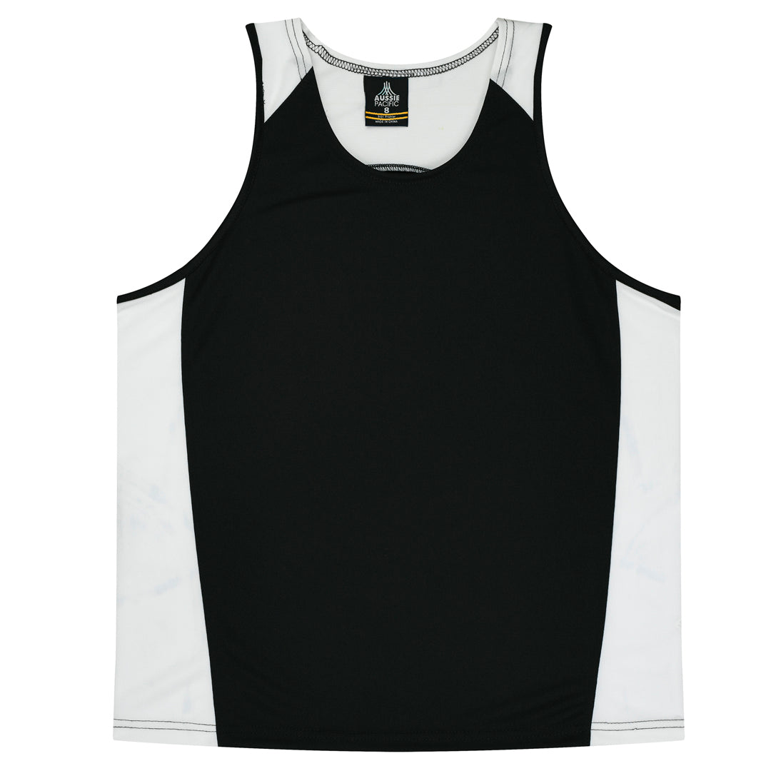 House of Uniforms The Premier Singlet | Kids Aussie Pacific Black/White