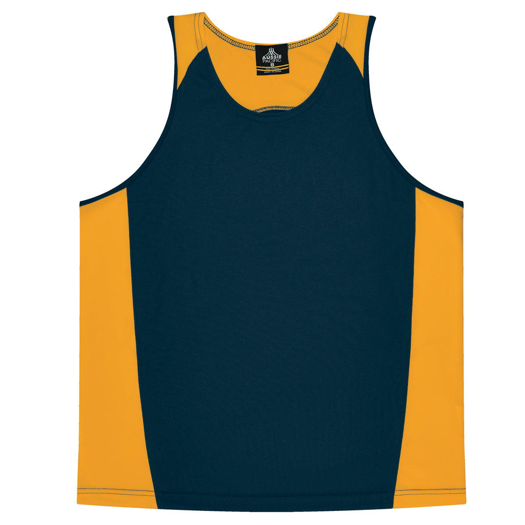 House of Uniforms The Premier Singlet | Kids Aussie Pacific Navy/Gold