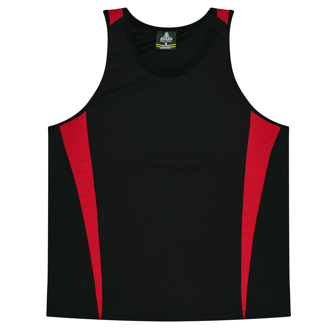 House of Uniforms The Eureka Singlet | Kids Aussie Pacific Black/Red