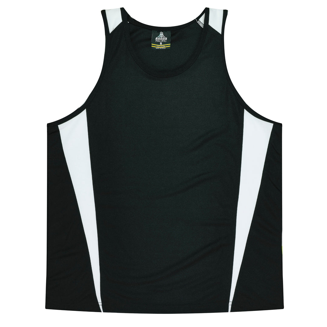 House of Uniforms The Eureka Singlet | Kids Aussie Pacific Black/White