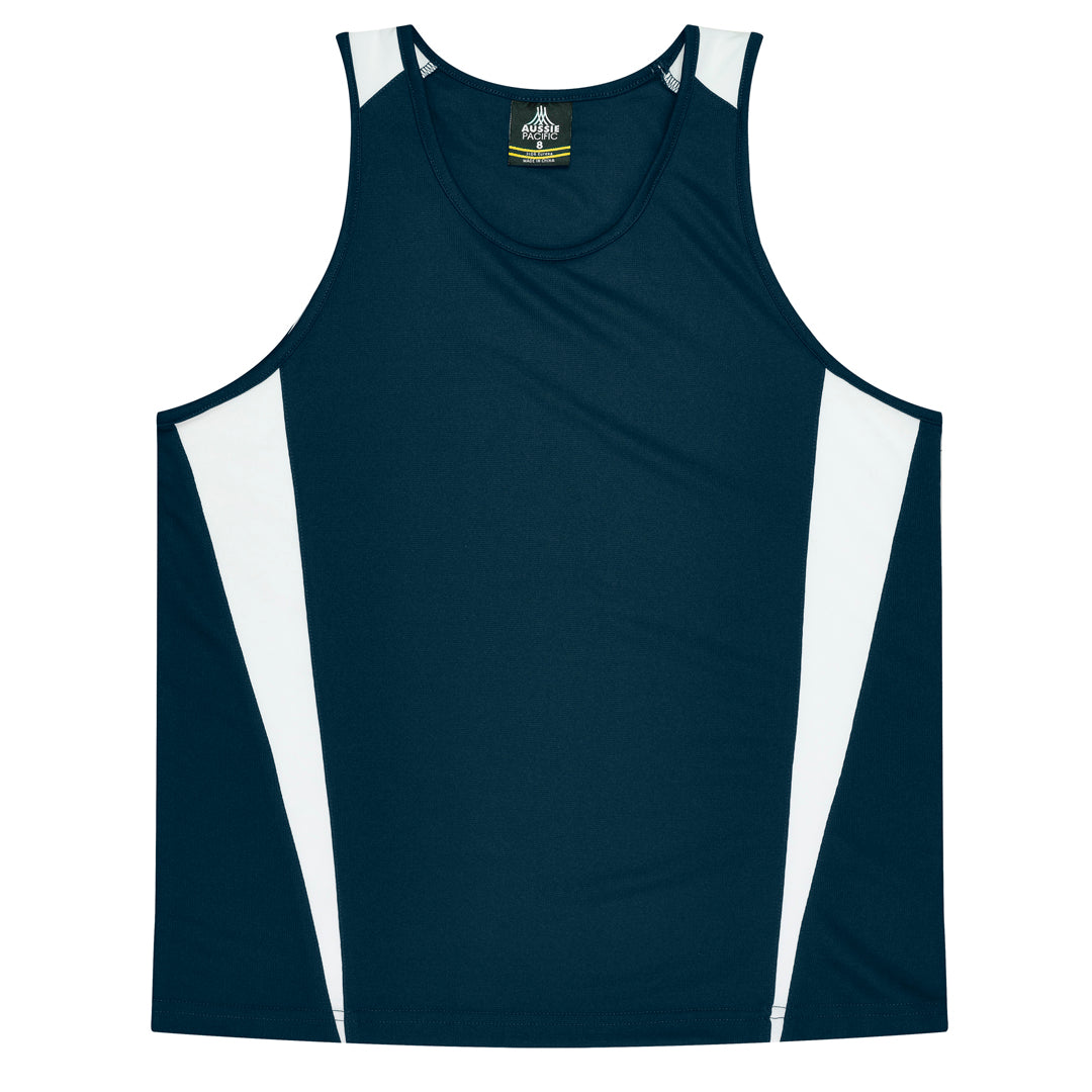 House of Uniforms The Eureka Singlet | Kids Aussie Pacific Navy/White