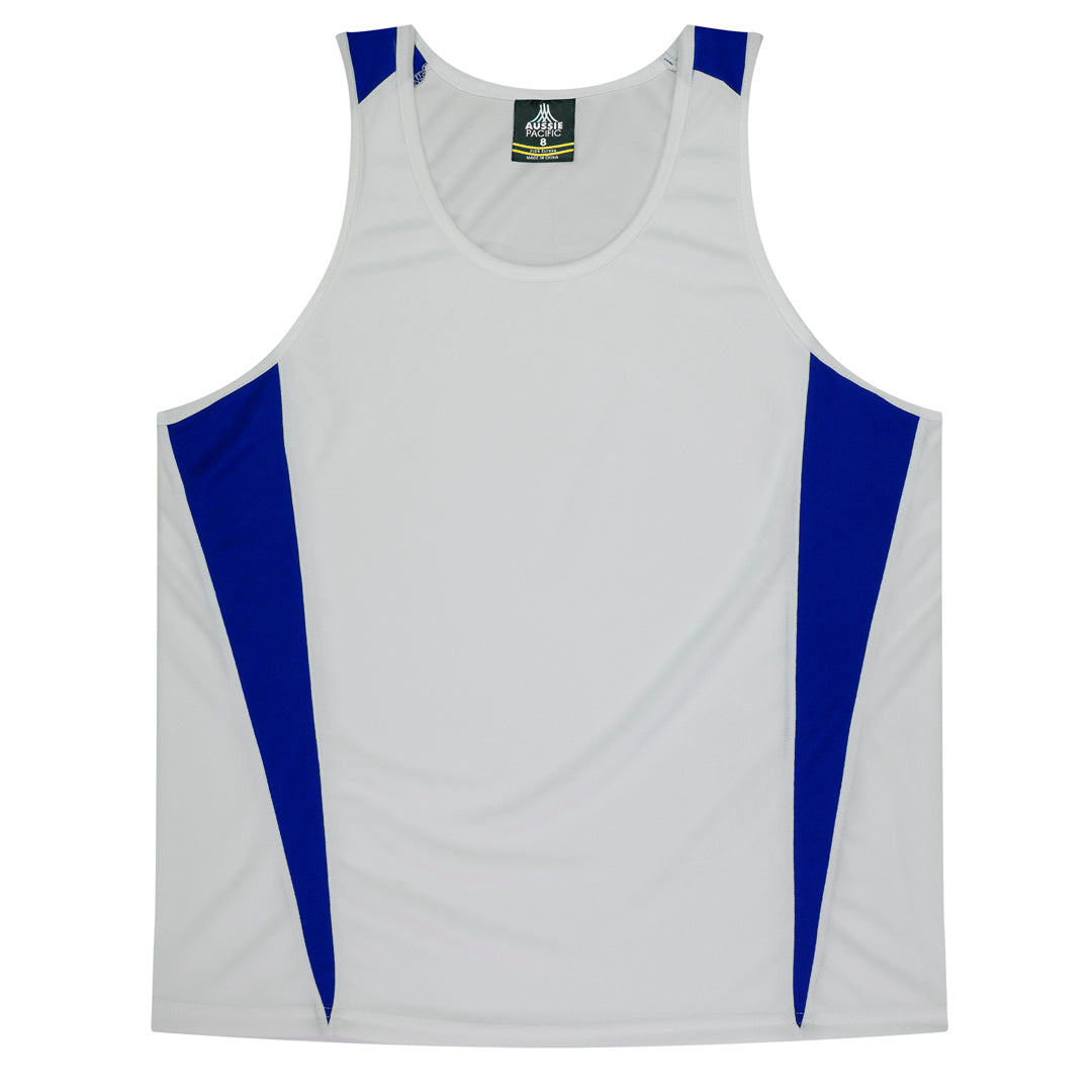 House of Uniforms The Eureka Singlet | Kids Aussie Pacific White/Royal