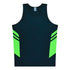 House of Uniforms The Tasman Singlet | Kids | Navy Base Aussie Pacific Navy/Neon Green