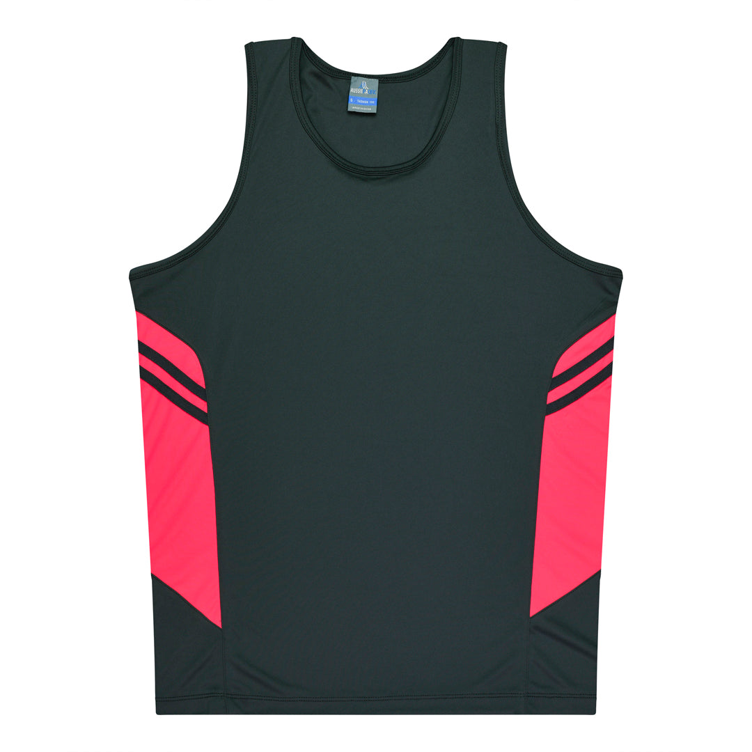 House of Uniforms The Tasman Singlet | Kids | Grey Base Aussie Pacific Slate/Neon Pink