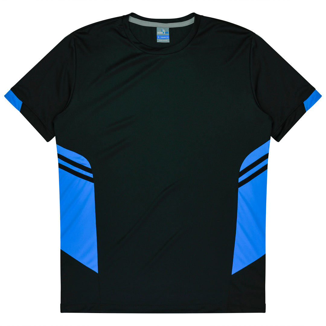 House of Uniforms The Tasman Tee | Kids | Short Sleeve | Black Base Aussie Pacific Black/Cyan