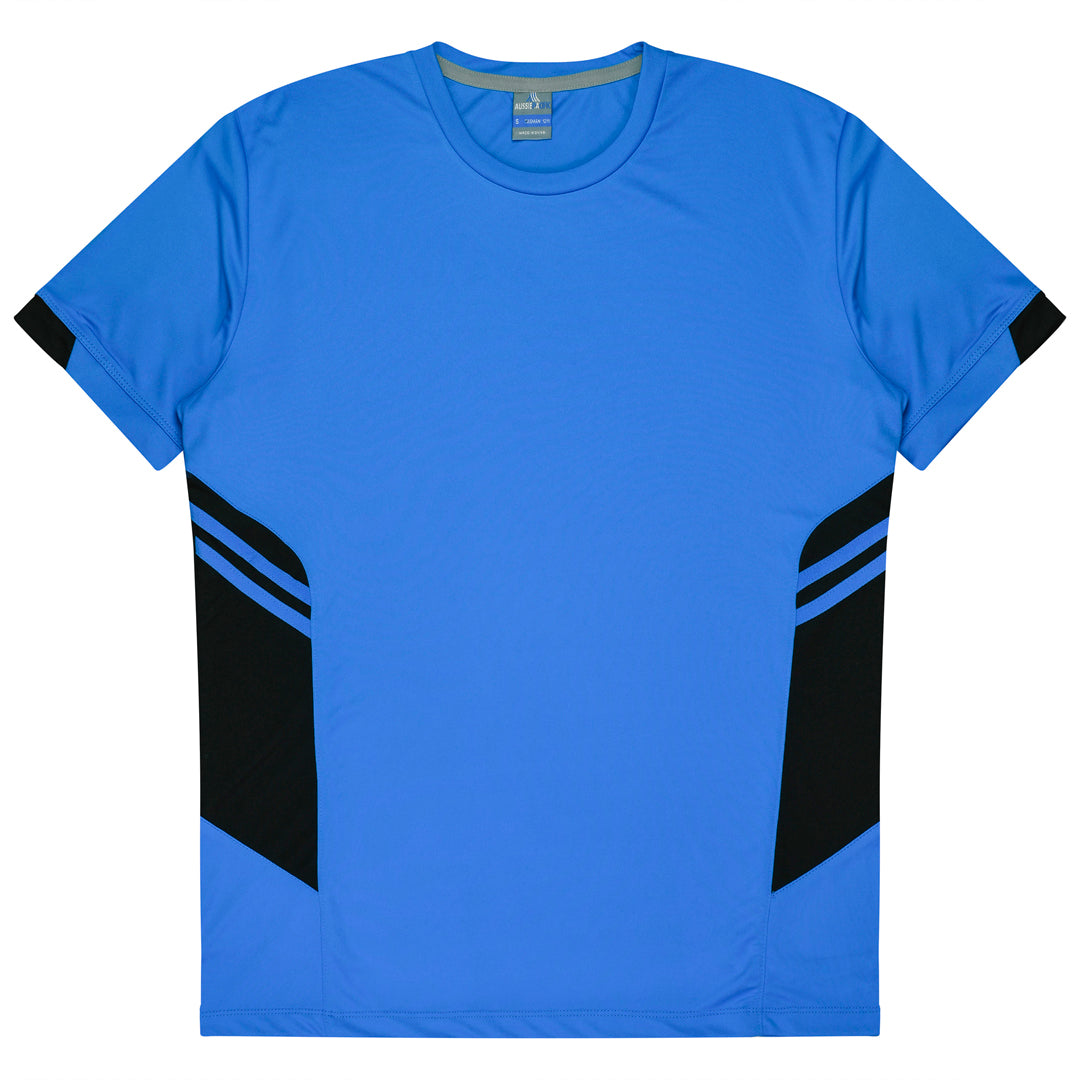 House of Uniforms The Tasman Tee | Kids | Short Sleeve | Blue Base Aussie Pacific Cyan/Black