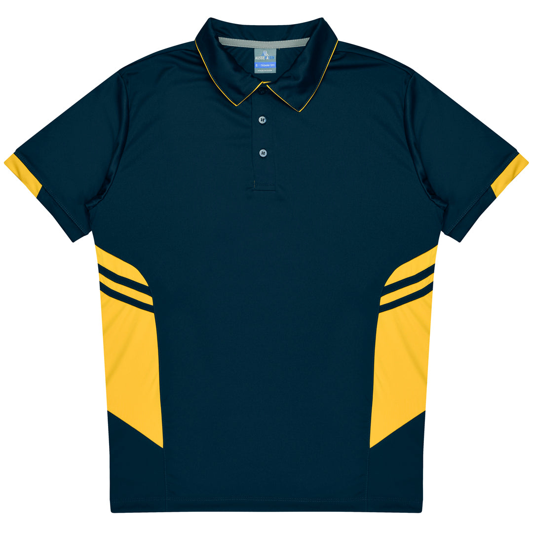 House of Uniforms The Tasman Polo | Kids | Short Sleeve | Navy Base Aussie Pacific Navy/Gold