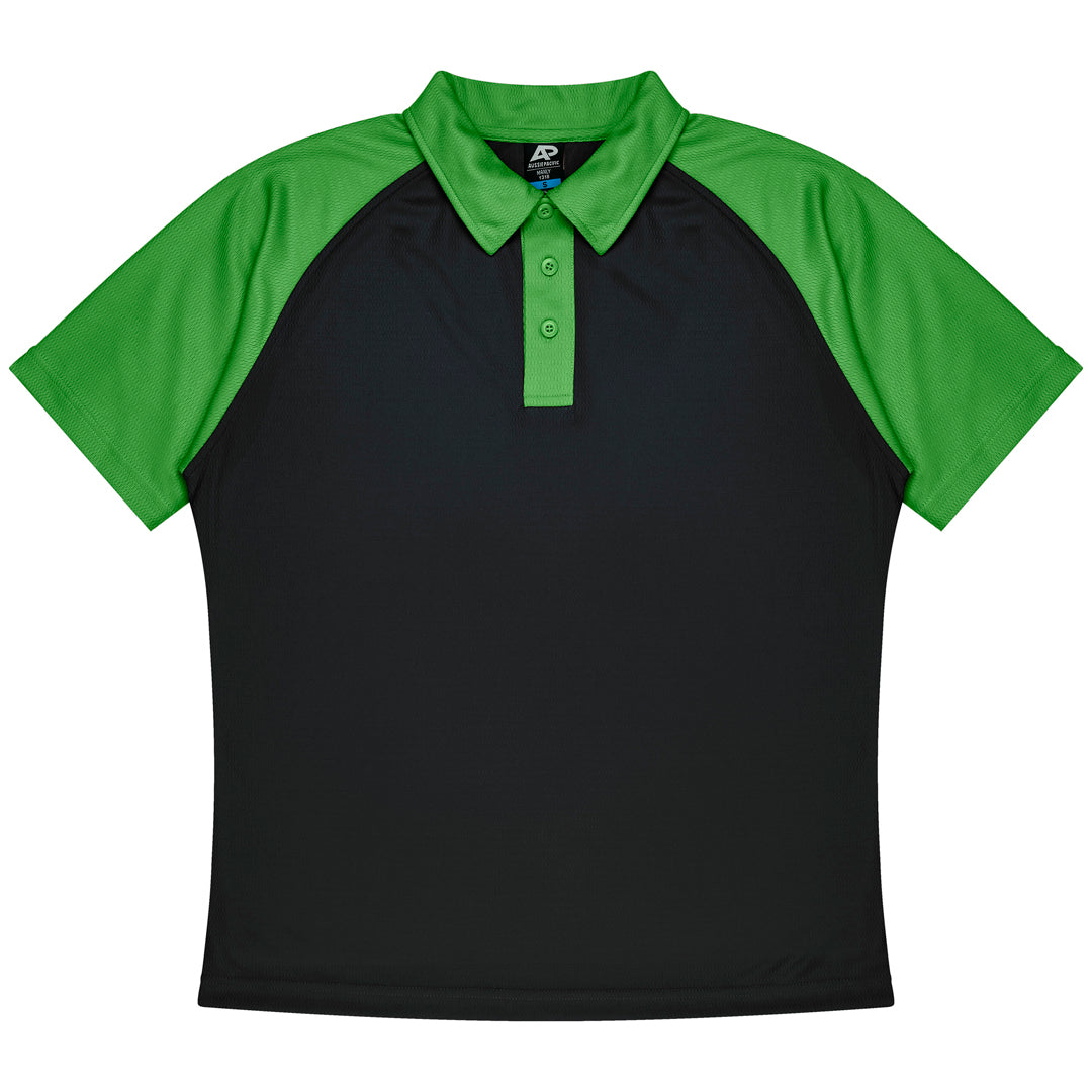 House of Uniforms The Manly Beach Polo | Kids | Short Sleeve Aussie Pacific Black/Kawa Green
