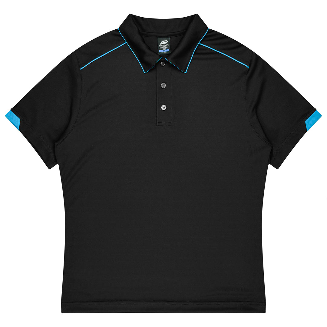 House of Uniforms The Currumbin Polo | Kids | Plus | Short Sleeve Aussie Pacific Black/Cyan