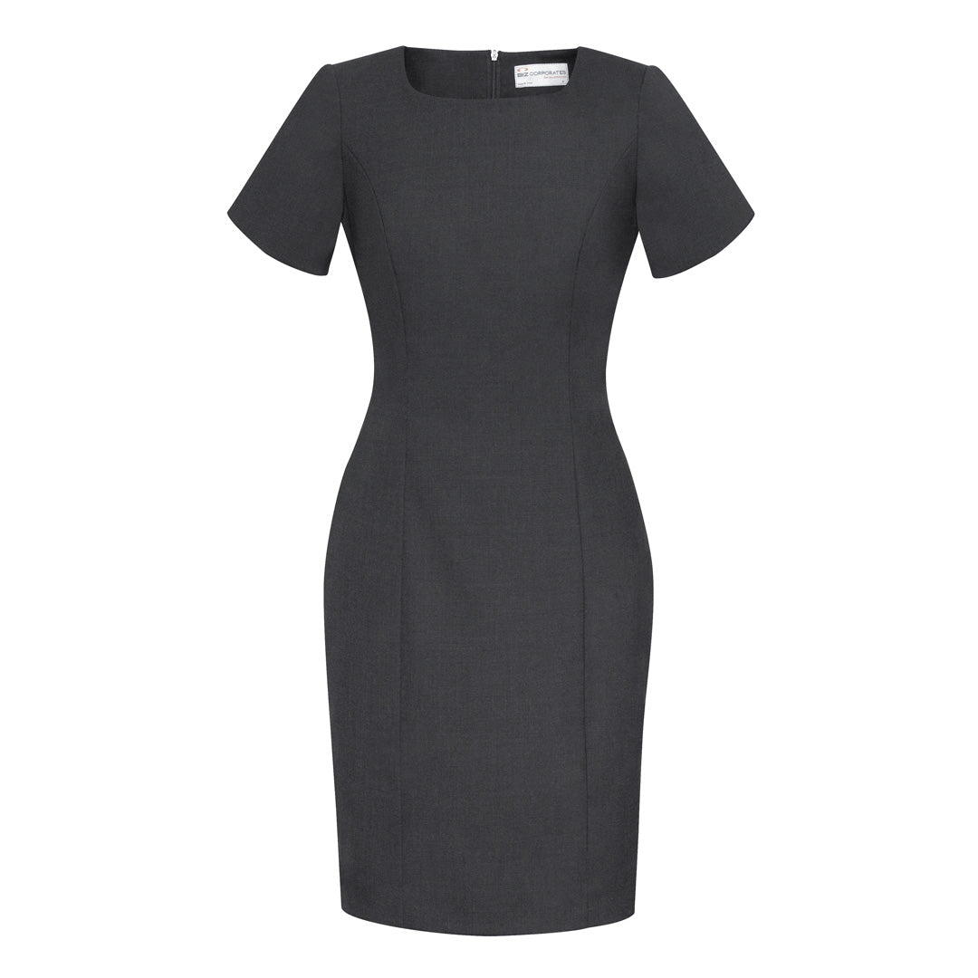 House of Uniforms The Cool Wool Dress | Short Sleeve Biz Corporates Charcoal