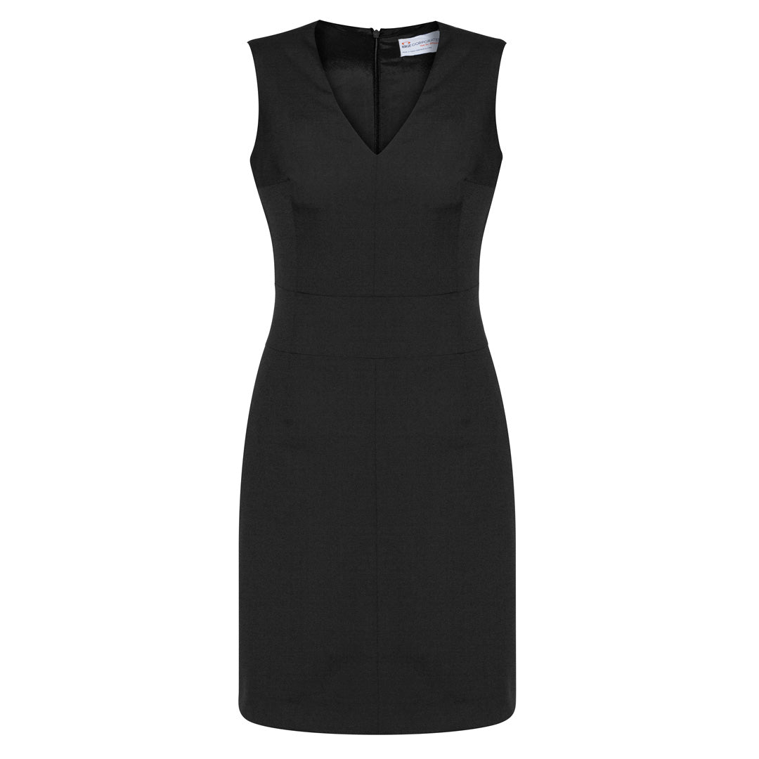 House of Uniforms The Cool Wool Dress | V Neck | Sleeveless Biz Corporates Black
