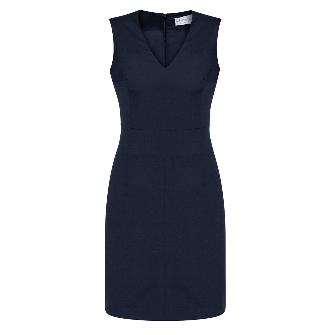 House of Uniforms The Cool Wool Dress | V Neck | Sleeveless Biz Corporates Navy