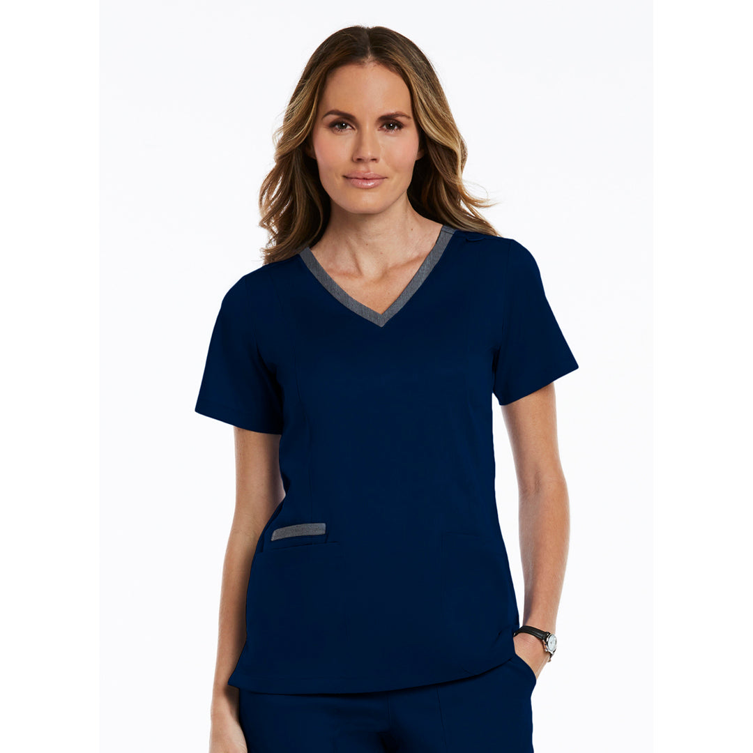 House of Uniforms The Matrix Double Contrast Scrub Top | Ladies Maevn Navy