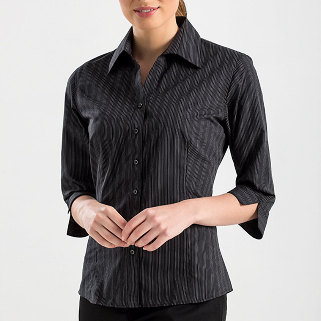 House of Uniforms The Richmond Shirt | Ladies | 3/4 Sleeve John Kevin Black