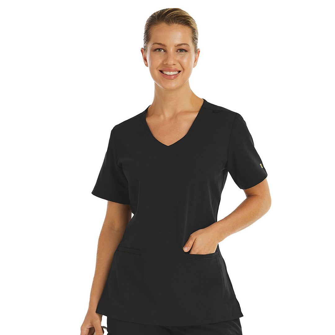 House of Uniforms The Matrix Pro Active Knit Scrub Top | Ladies Maevn Black