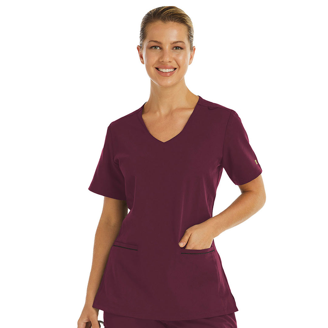 House of Uniforms The Matrix Pro Active Knit Scrub Top | Ladies Maevn Wine