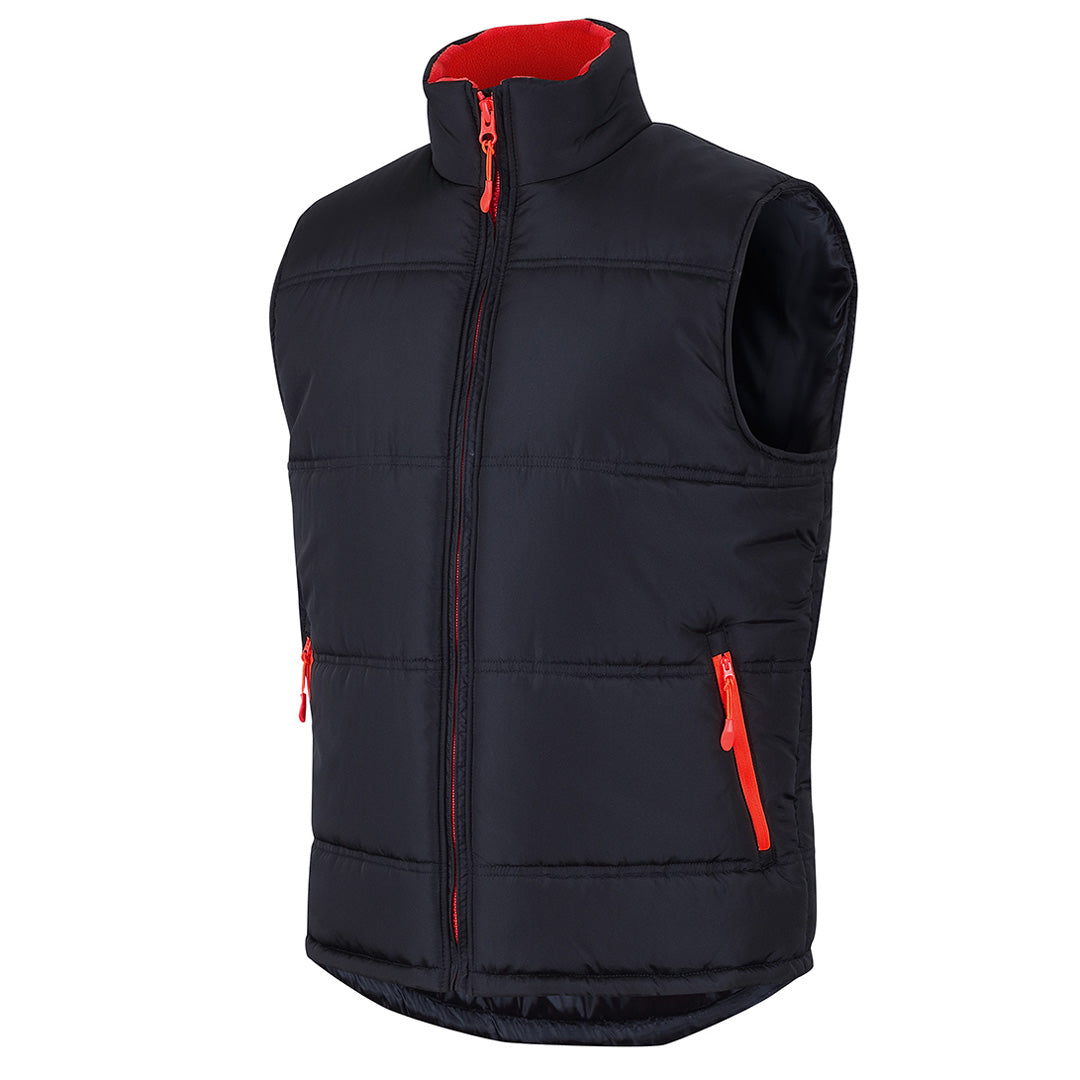 House of Uniforms The Contrast Puffer Vest | Adults Jbs Wear Black/Red