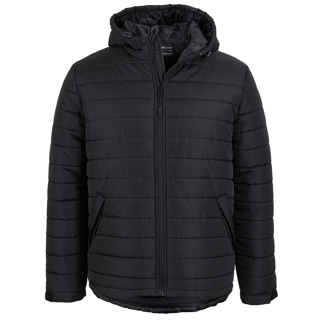 House of Uniforms The Hooded Puffer Jacket | Adults Jbs Wear Black