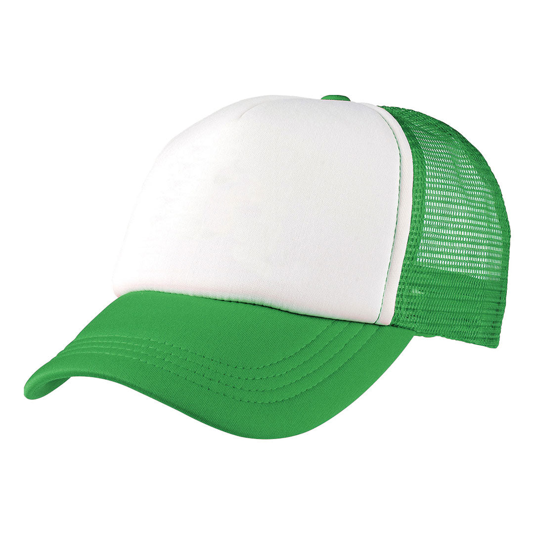 House of Uniforms The Foam Mesh Trucker Cap | Adults Legend Emerald/White