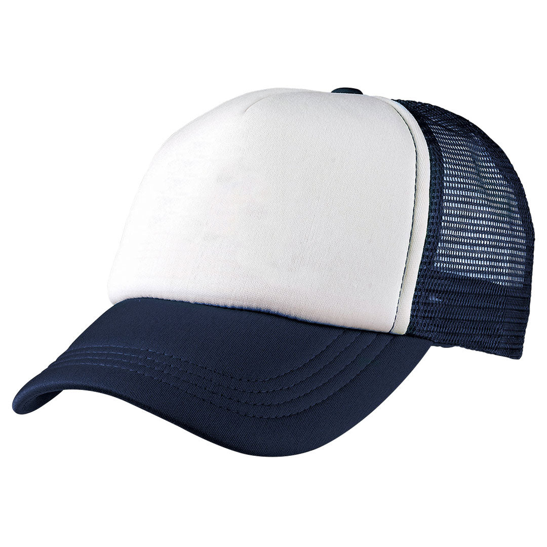 House of Uniforms The Foam Mesh Trucker Cap | Adults Legend Navy/White