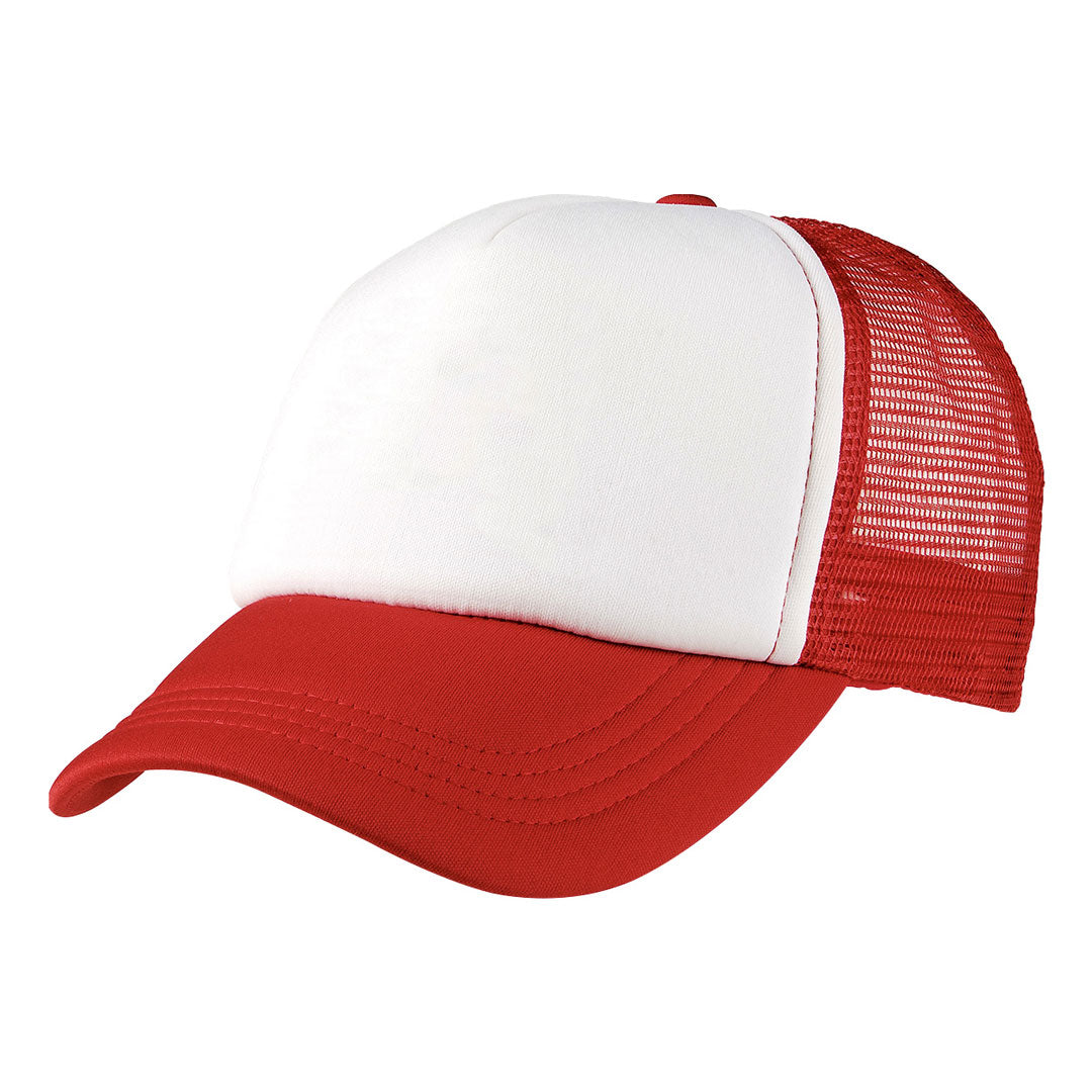 House of Uniforms The Foam Mesh Trucker Cap | Adults Legend Red/White