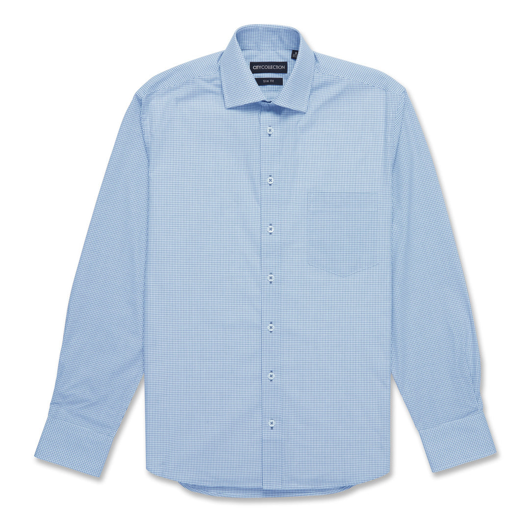 House of Uniforms The Shadow Check Shirt | Mens City Collection Mid Blue