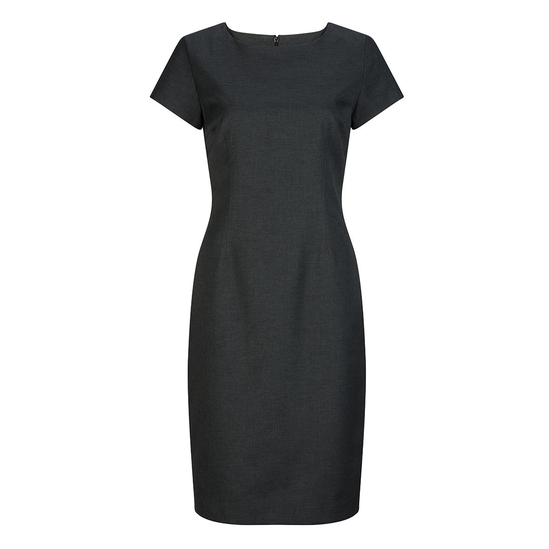 House of Uniforms The Cap Sleeve Dress | Mechanical Stretch LSJ Collection Charcoal
