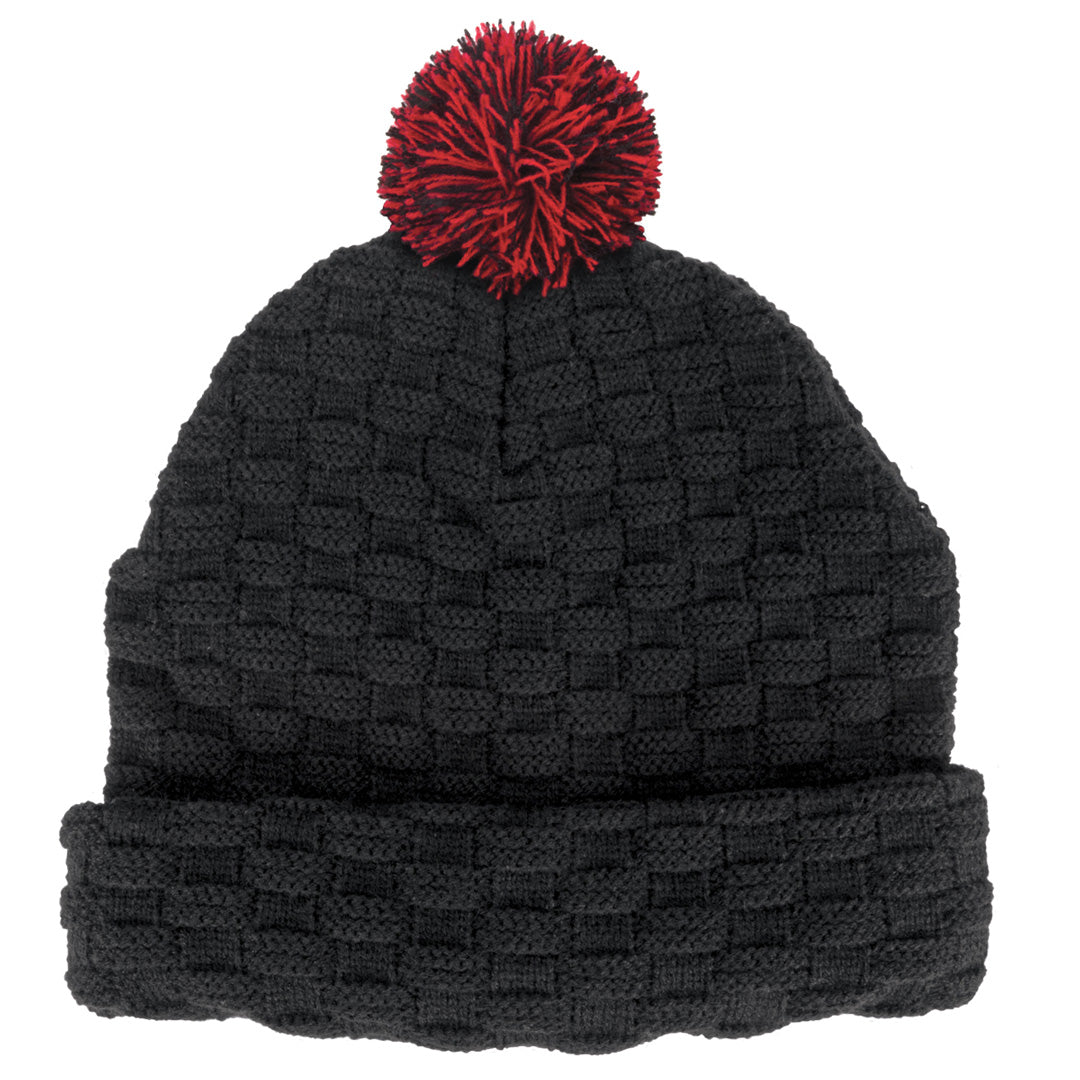 House of Uniforms The Pom Pom Beanie | Adults Legend Black/Red