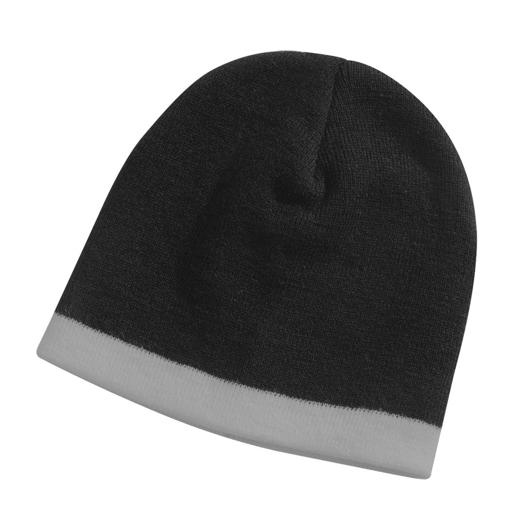 House of Uniforms The Contrast Trim Beanie | Adults Legend Black/Grey