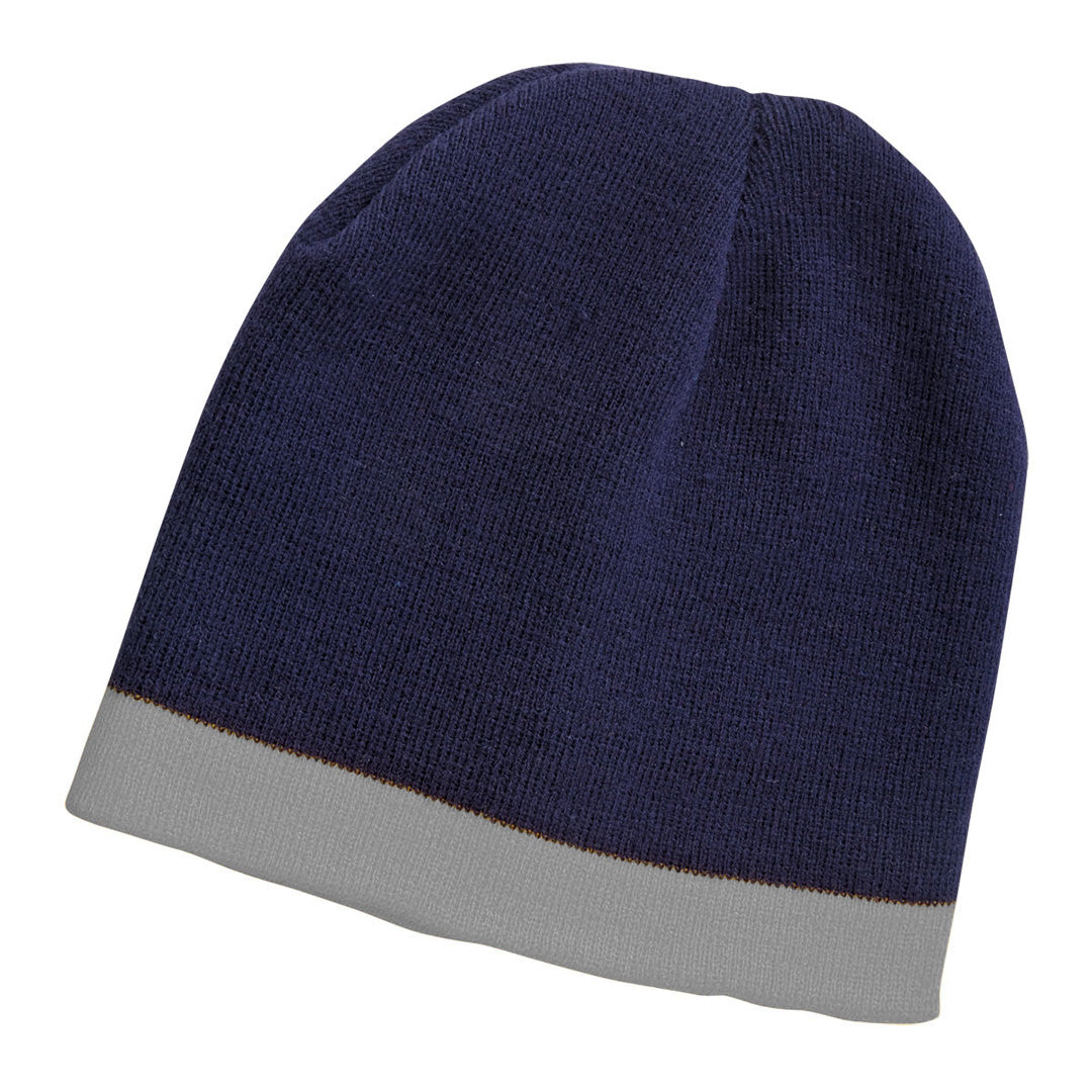 House of Uniforms The Contrast Trim Beanie | Adults Legend Navy/Grey
