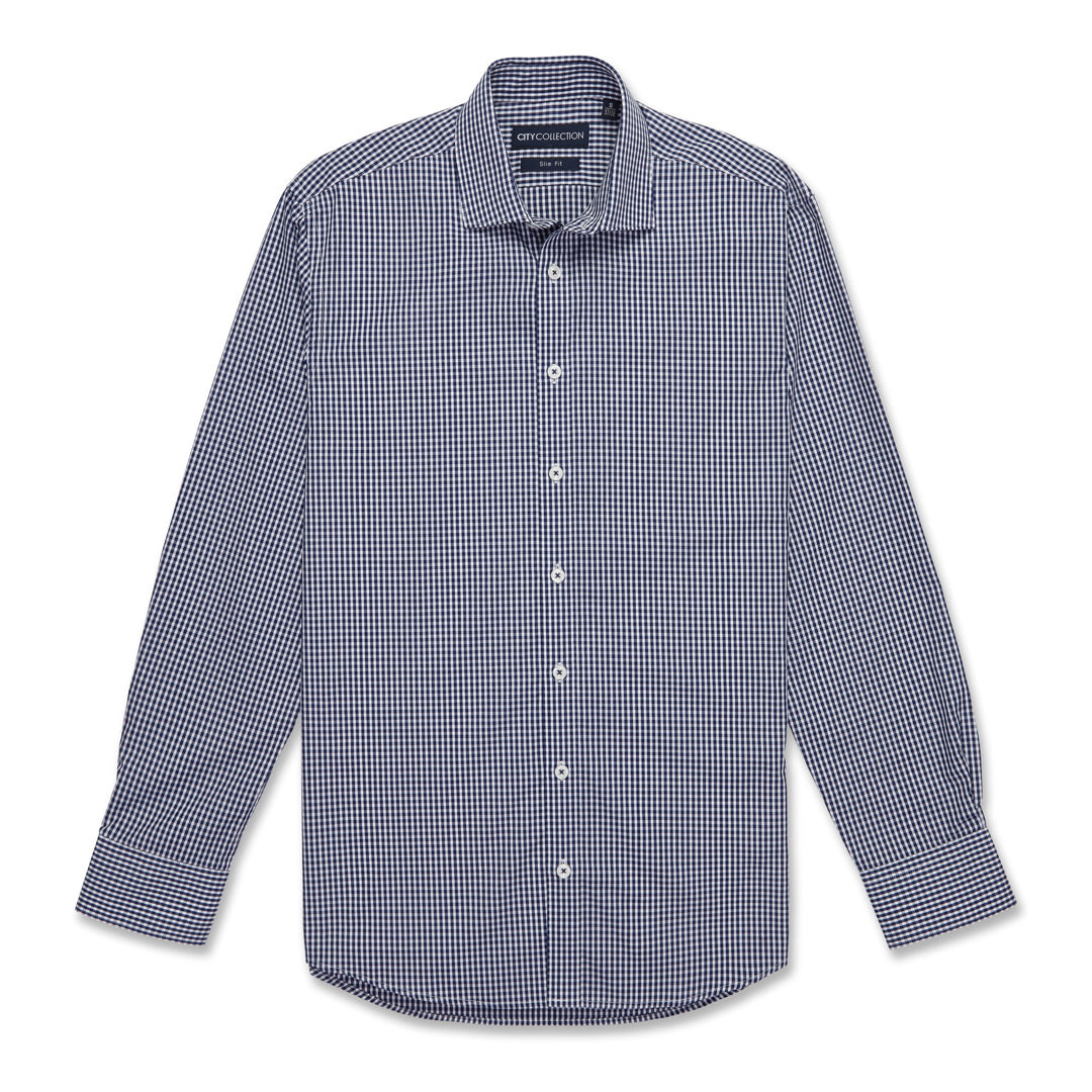 House of Uniforms The So Ezy | Mens | Long Sleeve City Collection Navy Check