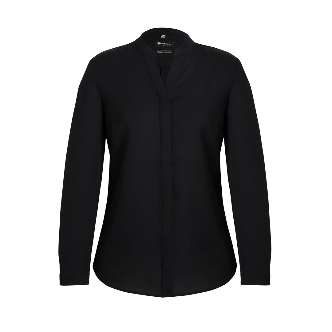 House of Uniforms The Juliette Blouse | Ladies | Short & Long Sleeve Biz Corporates Black