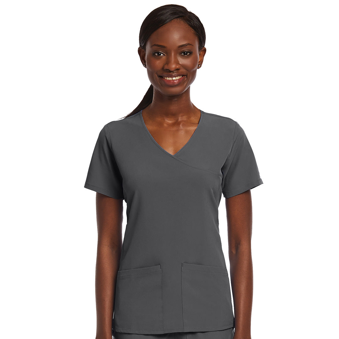 House of Uniforms The Matrix Impulse Knit Panel Scrub Top | Ladies Maevn Pewter