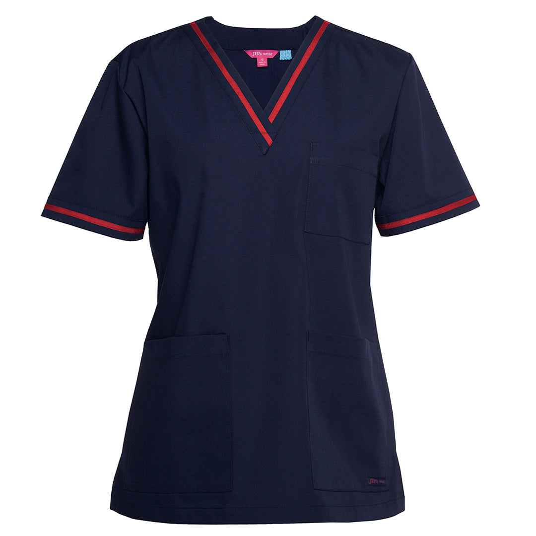 House of Uniforms The Contrast V Neck Scrub Top | Ladies Jbs Wear Navy/Red