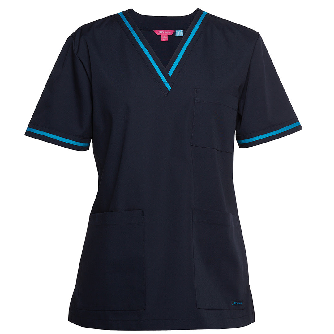 House of Uniforms The Contrast V Neck Scrub Top | Ladies Jbs Wear Navy/Aqua