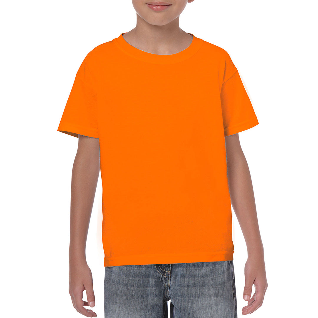 House of Uniforms The Heavy Cotton Tee | Youth | C1 Gildan Flouro Orange